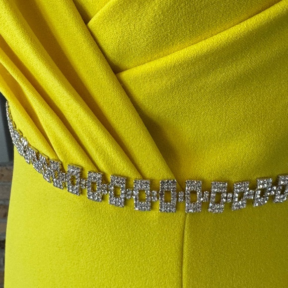 JVN BY JOVANI dress yellow jersey knit rhinestones size 8 pageant prom with tags - Picture 13 of 16